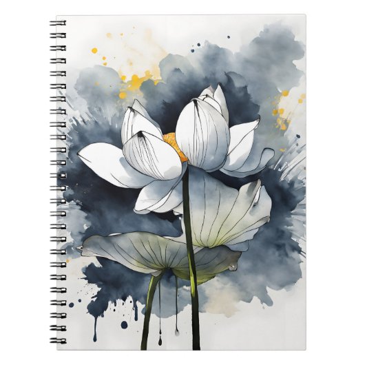 Lotus - Aquarellblumen Notizblock (Vorderseite)