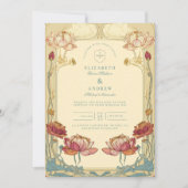 Lotus Art Nouveau Floral Wedding Einladung (Vorderseite)