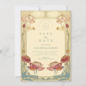 Lotus Art Nouveau Floral Wedding Save The Date (Vorderseite)