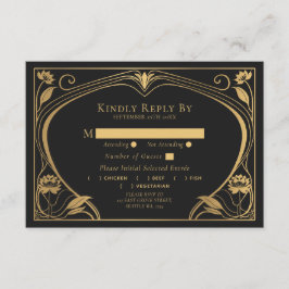 Lotus Art Nouveau Hochzeit Begleitkarte