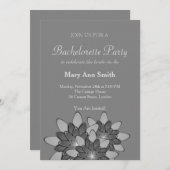 Lotus-Bachelor-Party in Schwarz und Weiß Einladung (Vorne/Hinten)