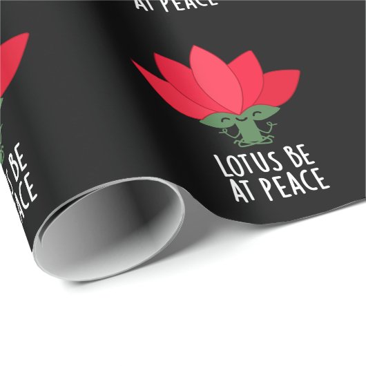 Lotus be at Peace Funny Pflanze Puff Dark BG Geschenkpapier (Rolleneckpunkt)