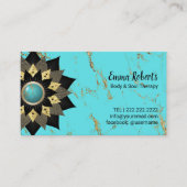 Lotus Black & Gold Blume Türkis Yoga Therapeut Visitenkarte (Vorderseite)