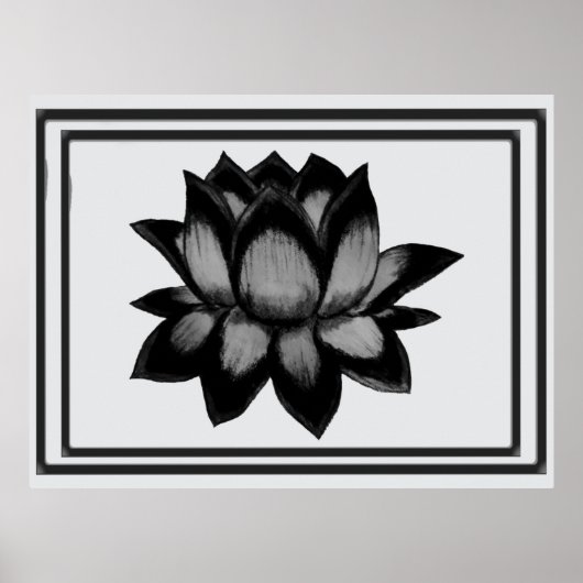 Lotus Black Grey Print,  Poster (Semi-Gloss) (Vorne)