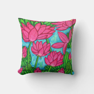 Lotus Bliss Polyester Kissen 16" x 16"