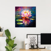 Lotus Bloom: Abstrakte Blumenkunst Poster (Heimbüro)