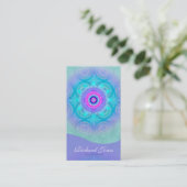 Lotus Bloom Turquoise Mandala ID129 Visitenkarte (Stehend Vorderseite)