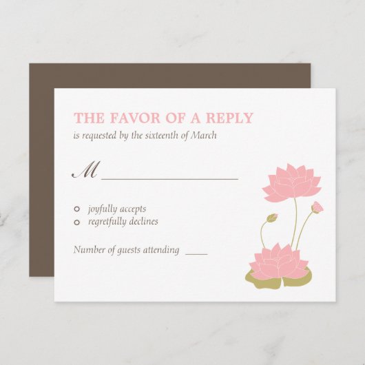 Lotus Bloom Wedding RSVP Postcard Einladungspostkarte (Vorne/Hinten)
