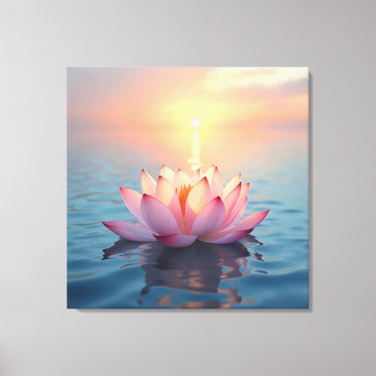 Lotus Blossom bei Sonnenaufgang Leinwanddruck (Vorderseite)