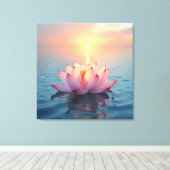 Lotus Blossom bei Sonnenaufgang Leinwanddruck (Insitu (Holzboden))