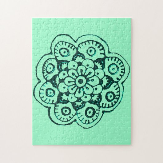 Lotus Blossom (Henna) (Aquamarin) Puzzle (Vertikal)