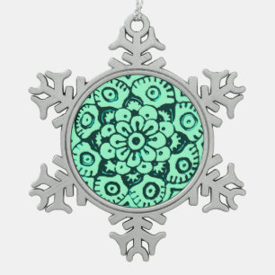 Lotus Blossom (Henna) (Aquamarin) Schneeflocken Zinn-Ornament