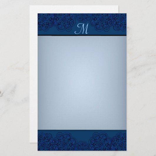 Lotus Blossom (Henna) (blau) Briefpapier (Vorne/Hinten)