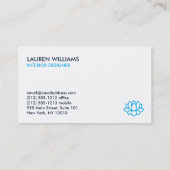 LOTUS BLOSSOM IN BLAU VISITENKARTE (Rückseite)