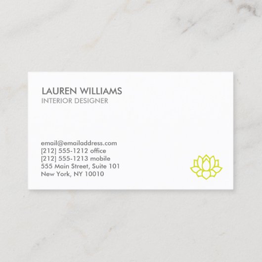 LOTUS BLOSSOM IN GRAU VISITENKARTE (Rückseite)