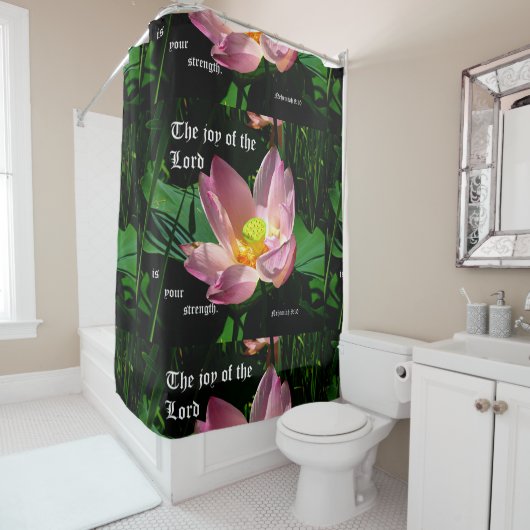 Lotus Blossom Nehemiah 8:10 Duschvorhang (Beispiel)
