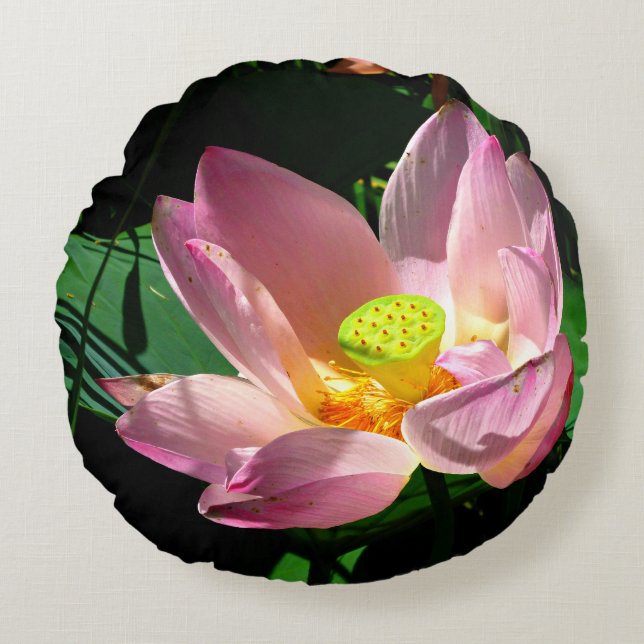 Lotus Blossom Rundes Kissen (Vorderseite)