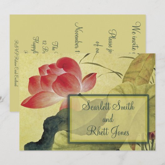 Lotus Blossom Wedding Einladung (Vorne/Hinten)