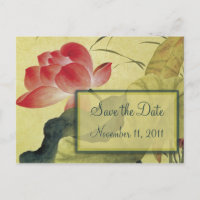 Lotus Blossom Wedding Save the Date Postcard