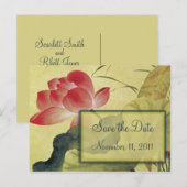 Lotus Blossom Wedding Save the Date Postcard Ankündigungspostkarte (Vorne/Hinten)