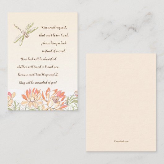 Lotus Blume and Dragon Fly Book Request Card Begleitkarte (Vorne/Hinten)