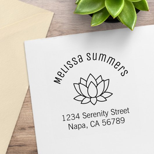Lotus-Blume-Angegebene Adresse Gummistempel