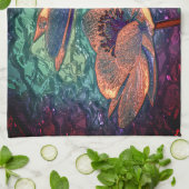 Lotus-Blume auf dem Wasser-Grün, lila Geschirrtuch (Gefaltet)