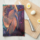 Lotus-Blume auf dem Wasser-Grün, lila Geschirrtuch (Viertel Falte)