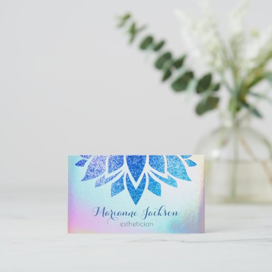 Lotus-Blume auf IMITATEN irisierende Textur Visitenkarte (Stehend Vorderseite)