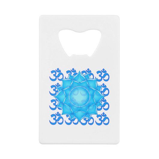 Lotus-Blume aus blauem Glas, Gezeichnet mit Om-Mus Geldbeutel Flaschenöffner (Vorderseite)