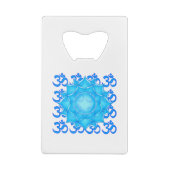 Lotus-Blume aus blauem Glas, Gezeichnet mit Om-Mus Geldbeutel Flaschenöffner (Rückseite)