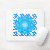 Lotus-Blume aus blauem Glas, Gezeichnet mit Om-Mus Mousepad (Mit Mouse)