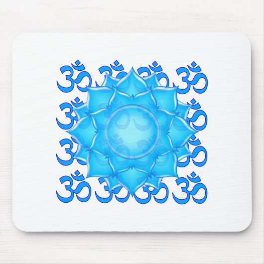 Lotus-Blume aus blauem Glas, Gezeichnet mit Om-Mus Mousepad (Vorne)