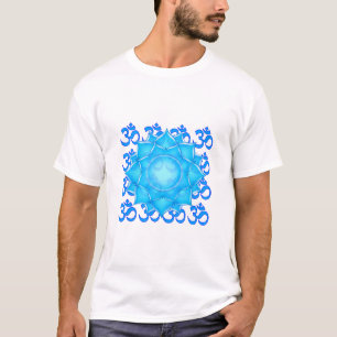 Lotus-Blume aus blauem Glas, Gezeichnet mit Om-Mus T-Shirt