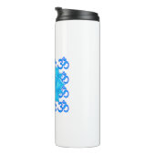 Lotus-Blume aus blauem Glas, Gezeichnet mit Om-Mus Thermosbecher (Nach rechts gedreht)