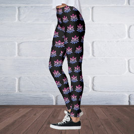 Lotus Blume blau pink schwarz Leggings