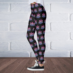 Lotus Blume blau pink schwarz Leggings