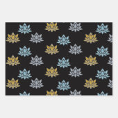 Lotus Blume Blau Silver Gold Yoga Flat Geschenkpapier Set (Vorderseite)