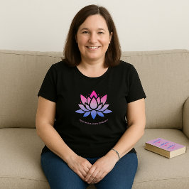 Lotus Blume Blauer rosa benutzerdefinierter Text Große Größe T-Shirt