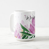 Lotus Blume Bloom Lilac Violet Wasserfarbe Kaffeetasse (Vorderseite Links)