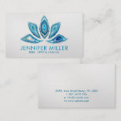 Lotus Blume - Blue Agate Geode Watercolor Visitenkarte (Vorne/Hinten)