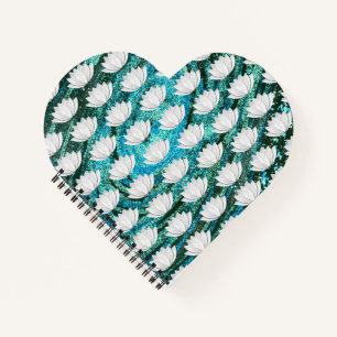 Lotus Blume Blue Green Galaxy Heart Notebook Notizblock