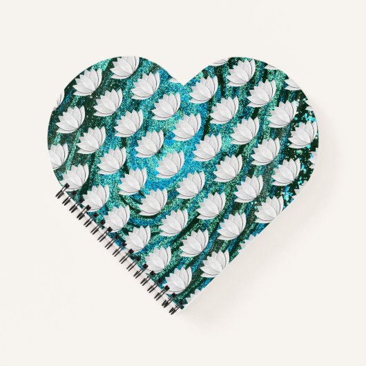 Lotus Blume Blue Green Galaxy Heart Notebook Notizblock (Vorderseite)