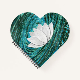 Lotus Blume Blue Green Galaxy Heart Notebook Notizblock