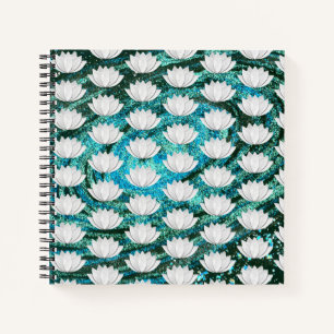 Lotus Blume Blue Green Galaxy Notebook Notizblock