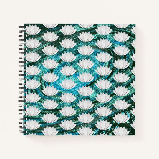 Lotus Blume Blue Green Galaxy Notebook Notizblock (Vorderseite)