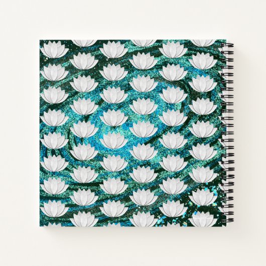 Lotus Blume Blue Green Galaxy Notebook Notizblock (Rückseite)