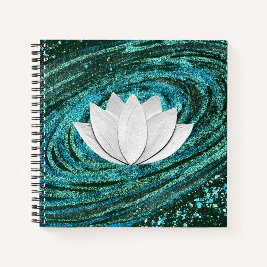 Lotus Blume Blue Green Galaxy Notebook Notizblock (Vorderseite)