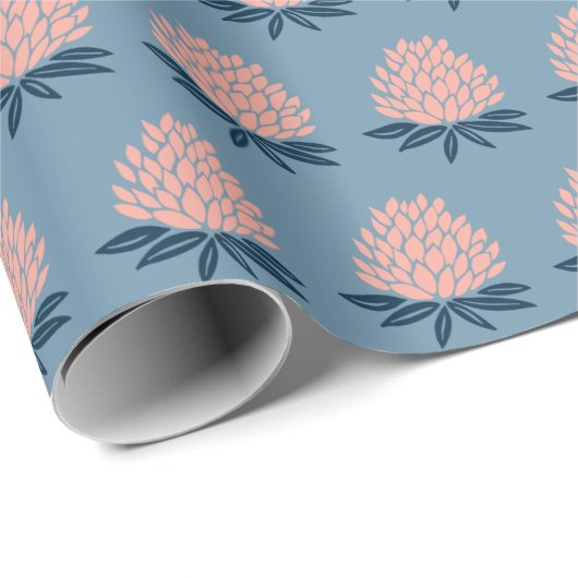 Lotus Blume Blue Pink Weihnachtsgeschenk Geschenkpapier (Rolleneckpunkt)