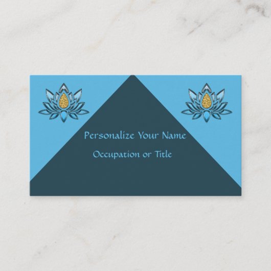 Lotus Blume Blue Silver Gold Zen Yoga Visitenkarte (Vorderseite)